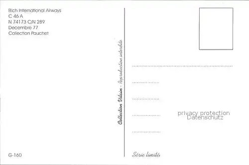 Flugzeuge Zivil Rich International Airways C 46A N74173 C N 289 Kat. Airplanes Avions