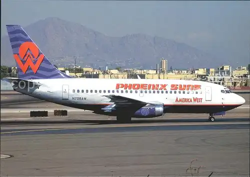 Flugzeuge Zivil America West Phoenix Suns colours Boeing 737 112 N708AW Kat. Airplanes Avions