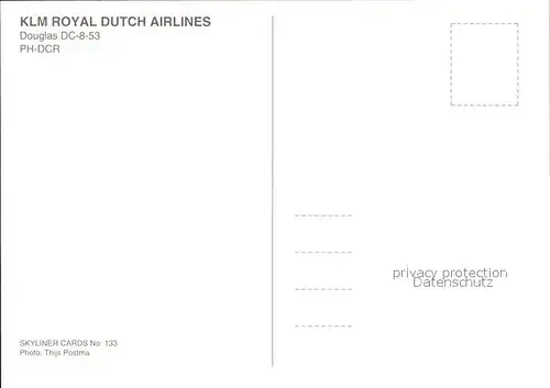 Flugzeuge Zivil KLM Royal Dutch Airlines Douglas DC 8 53 PH DCR  Kat. Airplanes Avions