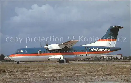 Flugzeuge Zivil AIRBORNE POSTCARD NO.120 Aerospatiale Aeritalia ATR42 300 I NOWA c n 051 of AVIANOVA seen here taxiing at Milan Linate in October 1987 Kat. Airplanes Avions