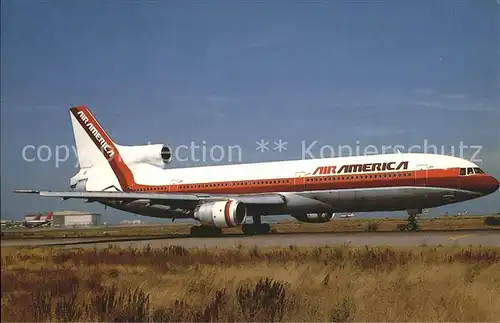 Flugzeuge Zivil AIRBORNE POSTKARD NO.121 Lockheed L.1011 Tristar 1 N304EA c n 1005 of AIR AMERICA at San Francisco 1987 Kat. Airplanes Avions