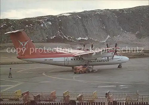 Flugzeuge Zivil Greenlandair Gr?nlandsfly A S De Havilland Dash 7 103 OY CBU At S?ndre Str?mfjord 1983 Kat. Airplanes Avions