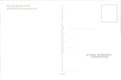 Flugzeuge Zivil PK BAY Douglas DC 6A c n 44420 Bayu Indonesia Air  Kat. Airplanes Avions