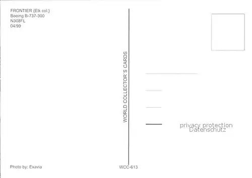 Flugzeuge Zivil FRONTIER (Elk col.) Boeing B 737 300 N308FL  Kat. Airplanes Avions