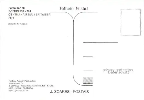 Flugzeuge Zivil Boeing 737 204 CS TMA AIR SUL BRITANNIA Faro  Kat. Airplanes Avions