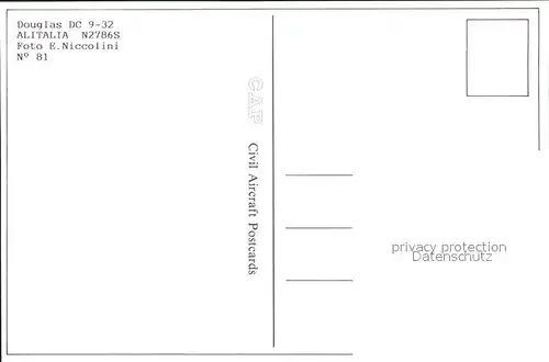 Flugzeuge Zivil Douglas DC 9 32 Alitalia N2786S  Kat. Airplanes Avions