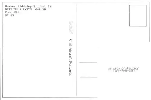 Flugzeuge Zivil Hawker Siddeley Trident 1E British Airways G AVYB Kat. Airplanes Avions