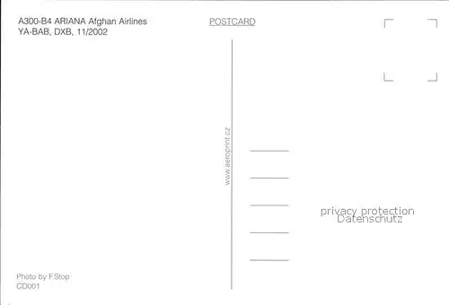 Flugzeuge Zivil A 300 B4 Ariana Afghan Airlines YA BAB DXB Kat. Airplanes Avions
