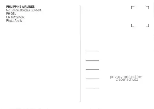 Flugzeuge Zivil Philippine Airlines McDonnel Douglas DC 8 63 Kat. Airplanes Avions