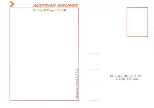 Flugzeuge Zivil Austrian Airlines McDonnell Douglas MD 81  Kat. Airplanes Avions