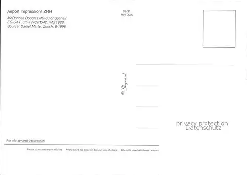 Flugzeuge Zivil airport Impressions Zuerich McDonnell douglas MD 83 Spanair EC GAT  Kat. Airplanes Avions