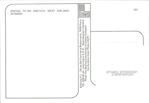 Flugzeuge Zivil Boeing 737 300 America West Airlines (N150AW)  Kat. Airplanes Avions