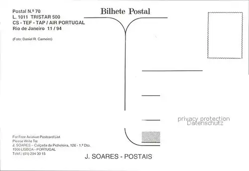 Flugzeuge Zivil L.1011 Tristar 500 CS TEF TAP Air Portugal Rio de Janeiro  Kat. Airplanes Avions