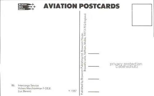 Flugzeuge Zivil Intercargo Service Vickers Merchantman F GEJE  Kat. Airplanes Avions