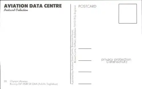 Flugzeuge Zivil Olympic Airways Boeing 747 284B SX OAA Kat. Airplanes Avions