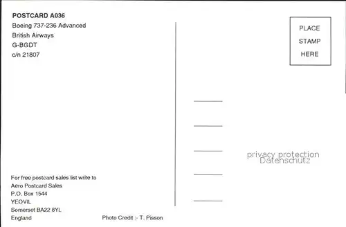 Flugzeuge Zivil British Airways Boeing 737 236 Advanced G BGDT c n 21807 Kat. Airplanes Avions
