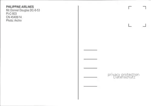 Flugzeuge Zivil Philippine Airlines McDonnell Douglas DC 8 53 PI C 803  Kat. Airplanes Avions
