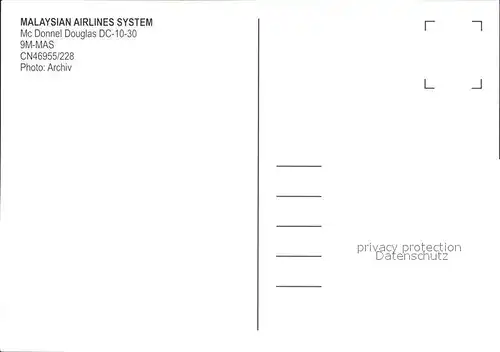 Flugzeuge Zivil Malaysian Airlines System McDonnell Douglas DC 10 30 9M MAS  Kat. Airplanes Avions