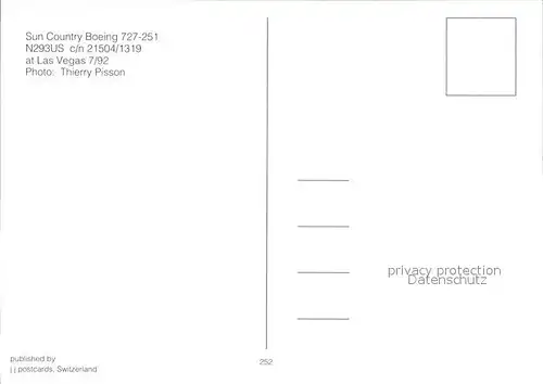 Flugzeuge Zivil Sun Country Boeing 727 251 N293US c n 21504 1319 Kat. Airplanes Avions