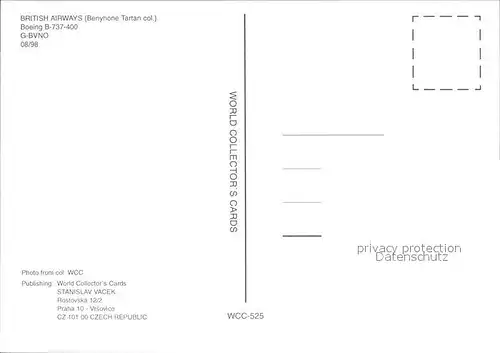 Flugzeuge Zivil British Airways Benyhone Tartan colours Boeing 737 400 G BVNO Kat. Airplanes Avions