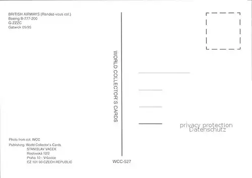Flugzeuge Zivil British Airways Randez vous colours Boeing 777 200 G ZZZC Kat. Airplanes Avions