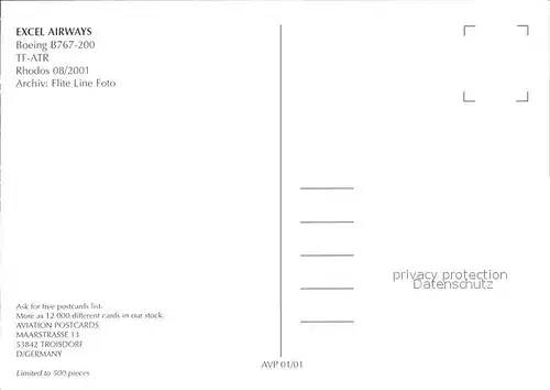 Flugzeuge Zivil Excel Airways Boeing 767 200 TF ATR  Kat. Airplanes Avions