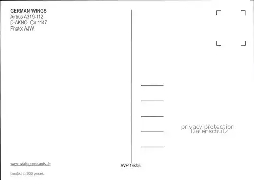 Flugzeuge Zivil German Wings Airbus A319 112 D AKNO Cn 1147 Kat. Airplanes Avions