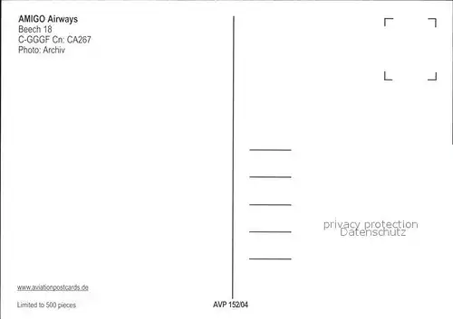 Flugzeuge Zivil AMIGO Airways Beech 18 C GGGF Cn CA267 Kat. Airplanes Avions