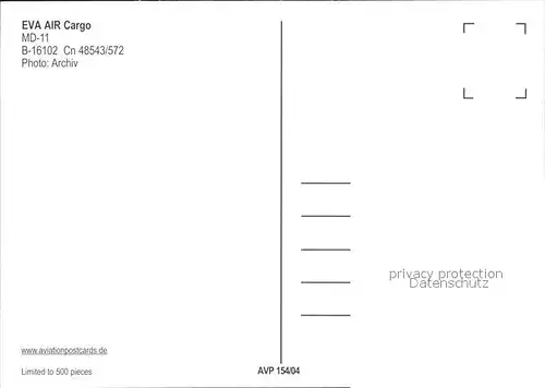 Flugzeuge Zivil Eva Air Cargo MD 11 B 16102 Cn 48543 572 Kat. Airplanes Avions