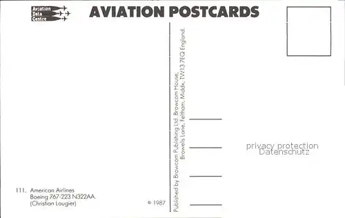 Flugzeuge Zivil American Airlines Boeing 767 223 N322AA  Kat. Airplanes Avions