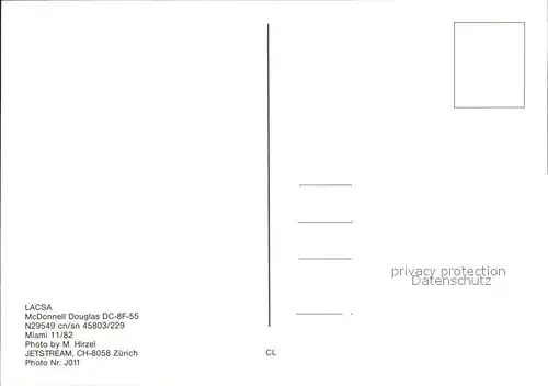 Flugzeuge Zivil Lacsa McDonnell Douglas DC 8F 55 N29549 cn sn 45803 229 Kat. Airplanes Avions