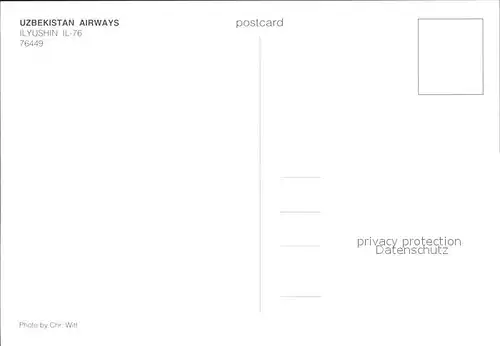 Flugzeuge Zivil Uzbekistan Airways Ilyushin IL 76 76449 Kat. Airplanes Avions