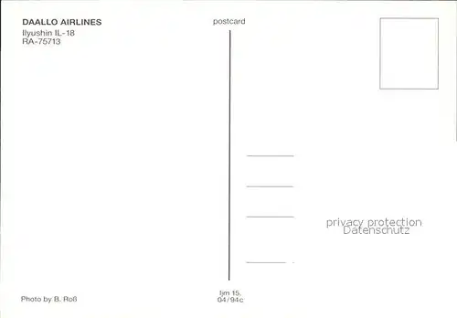 Flugzeuge Zivil Daallo Airlines Ilyushin IL 18 RA 75713 Kat. Airplanes Avions