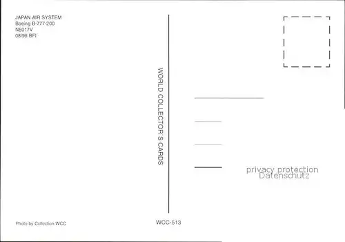 Flugzeuge Zivil Japan Air System Boeing 777 200 N5017V  Kat. Airplanes Avions