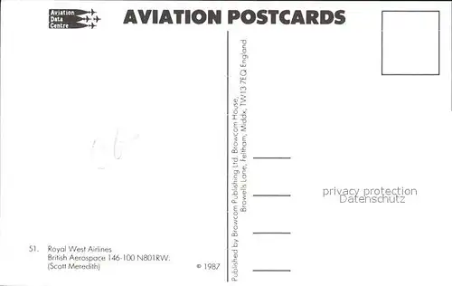 Flugzeuge Zivil Royal West Airlines British Aerospace 146 100 N801RW  Kat. Airplanes Avions