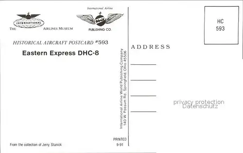 Flugzeuge Zivil Eastern Express DHC 8 N802MX  Kat. Airplanes Avions
