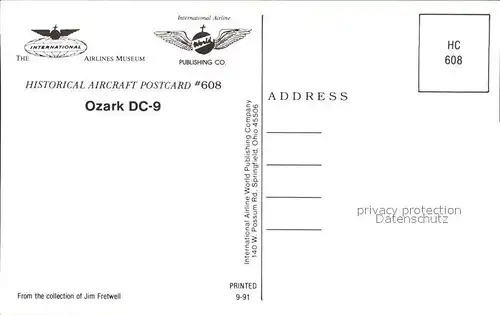 Flugzeuge Zivil Ozark DC 9 N968E Kat. Airplanes Avions