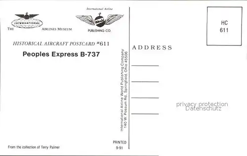 Flugzeuge Zivil Peoples Express B 737 N401PE Kat. Airplanes Avions
