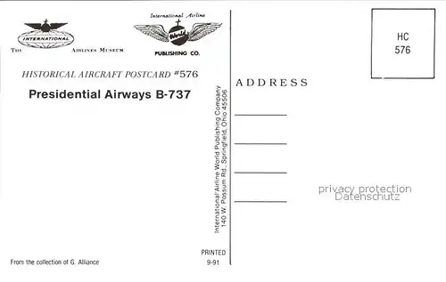 Flugzeuge Zivil Presidential Airways B 737 Kat. Airplanes Avions