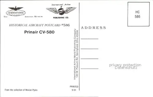 Flugzeuge Zivil Prinair CV 580 N589PL Kat. Airplanes Avions