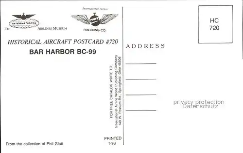 Flugzeuge Zivil Bar Harbor BC 99 N300WP Kat. Airplanes Avions