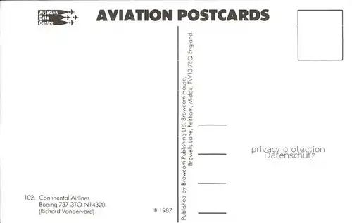 Flugzeuge Zivil Continental Airlines Boeing 737 3TO N14320 Kat. Airplanes Avions