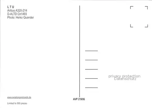Flugzeuge Zivil LTU Airbus A320 214 D ALTD Cn 1493 Kat. Airplanes Avions