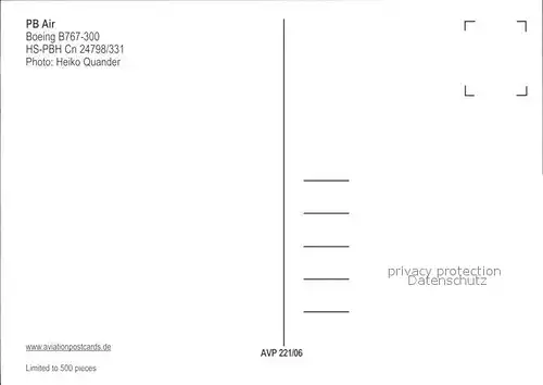 Flugzeuge Zivil PB Air Boeing 767 300 HS PBH Cn 24798 331 Kat. Airplanes Avions