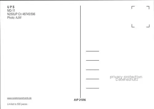 Flugzeuge Zivil UPS MD 11 N250UP Cn 48745 596 Kat. Airplanes Avions