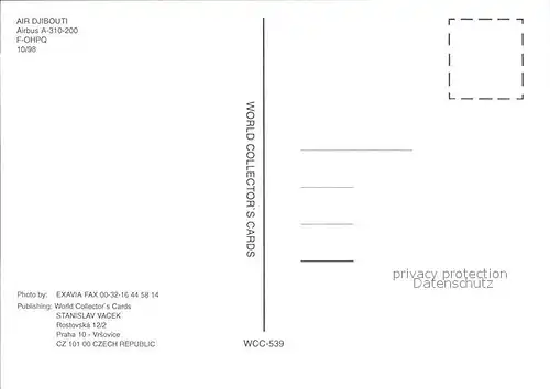 Flugzeuge Zivil Air Djibouti Airbus A 310 200 F OHPQ Kat. Airplanes Avions