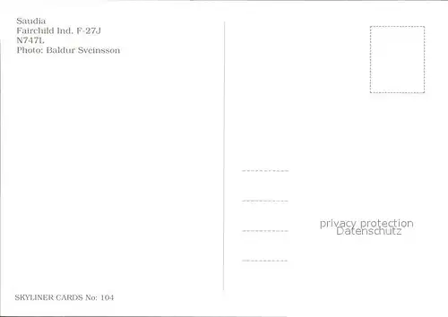 Flugzeuge Zivil Saudia Fairchild Ind. F 27J B747L  Kat. Airplanes Avions