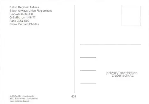 Flugzeuge Zivil British Regional Airlines British Airways Union Flag Colours Embraer RJ145EU G EMBL c n 145177 Kat. Airplanes Avions