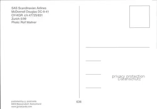 Flugzeuge Zivil SAS Scandinavian Airlines McDonnell Douglas DC 9 41 OY KGR  Kat. Airplanes Avions