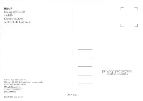 Flugzeuge Zivil Israir Boeing 757 300 4X EBN  Kat. Airplanes Avions